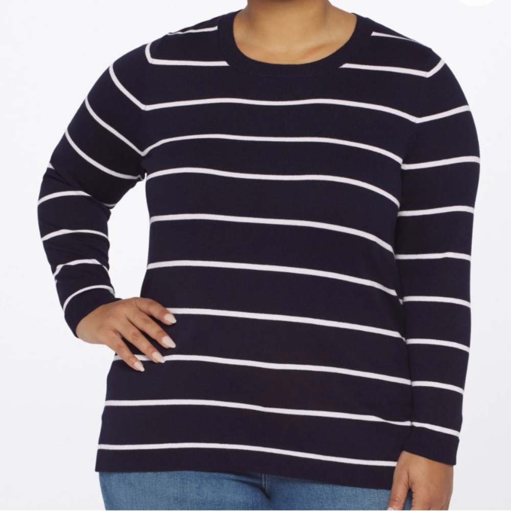 Brand New Never Worn 41 Hawthorn Navy Blue & White Striped Sweater